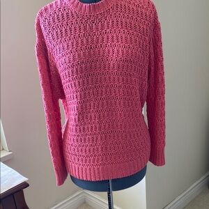 Anine Bing Textured Knit Sweater in Deep Pink